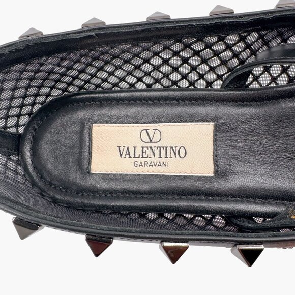 Valentino Garavani Rockstud Mesh Crystal Ballet Flats Black Size 37.5 US 7.5 - Picture 13 of 15